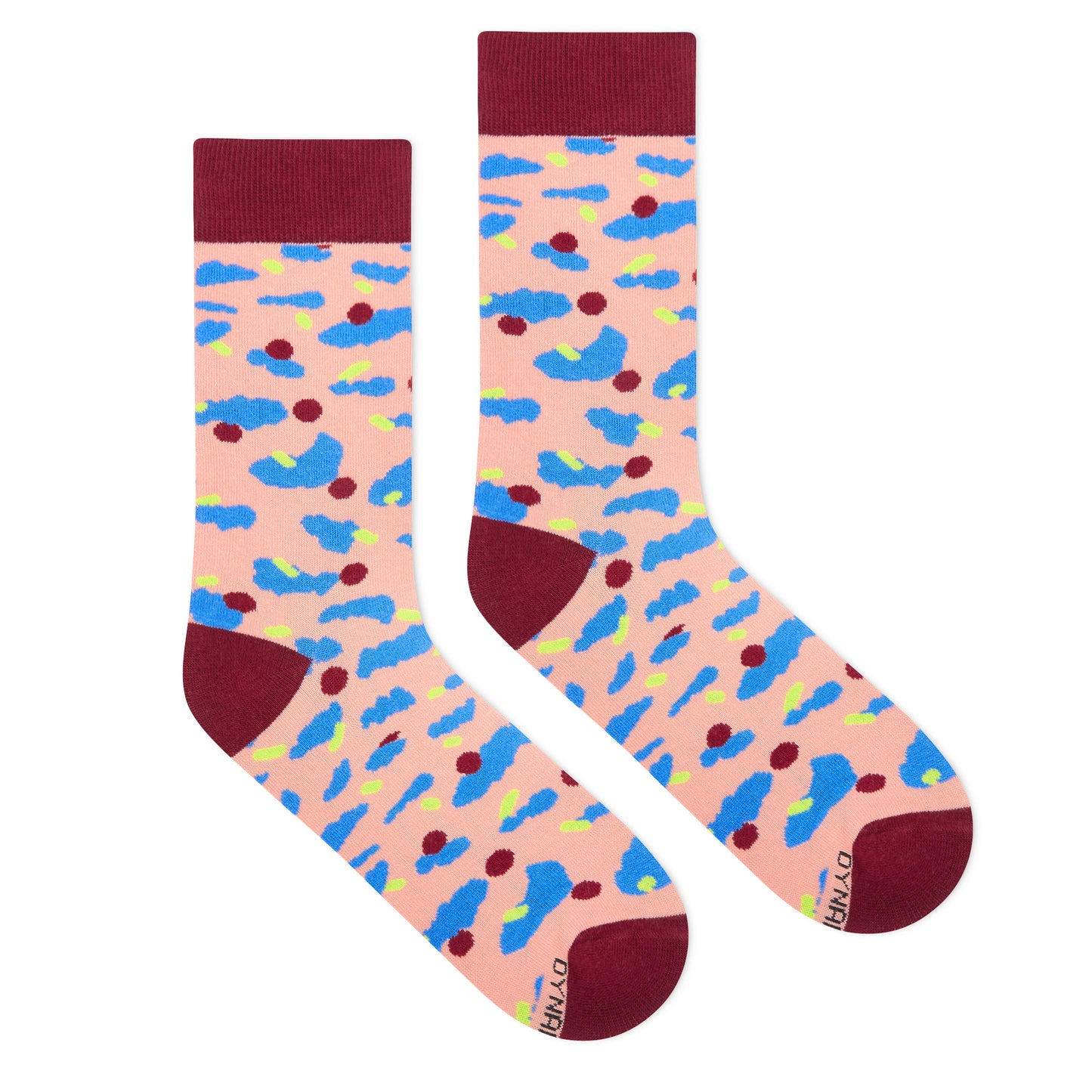 Dynamocks Party blue & pink cotton crew socks