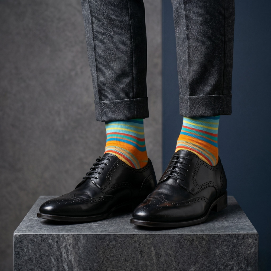 Dynamocks Stripes 25.0 turquoise striped cotton crew socks