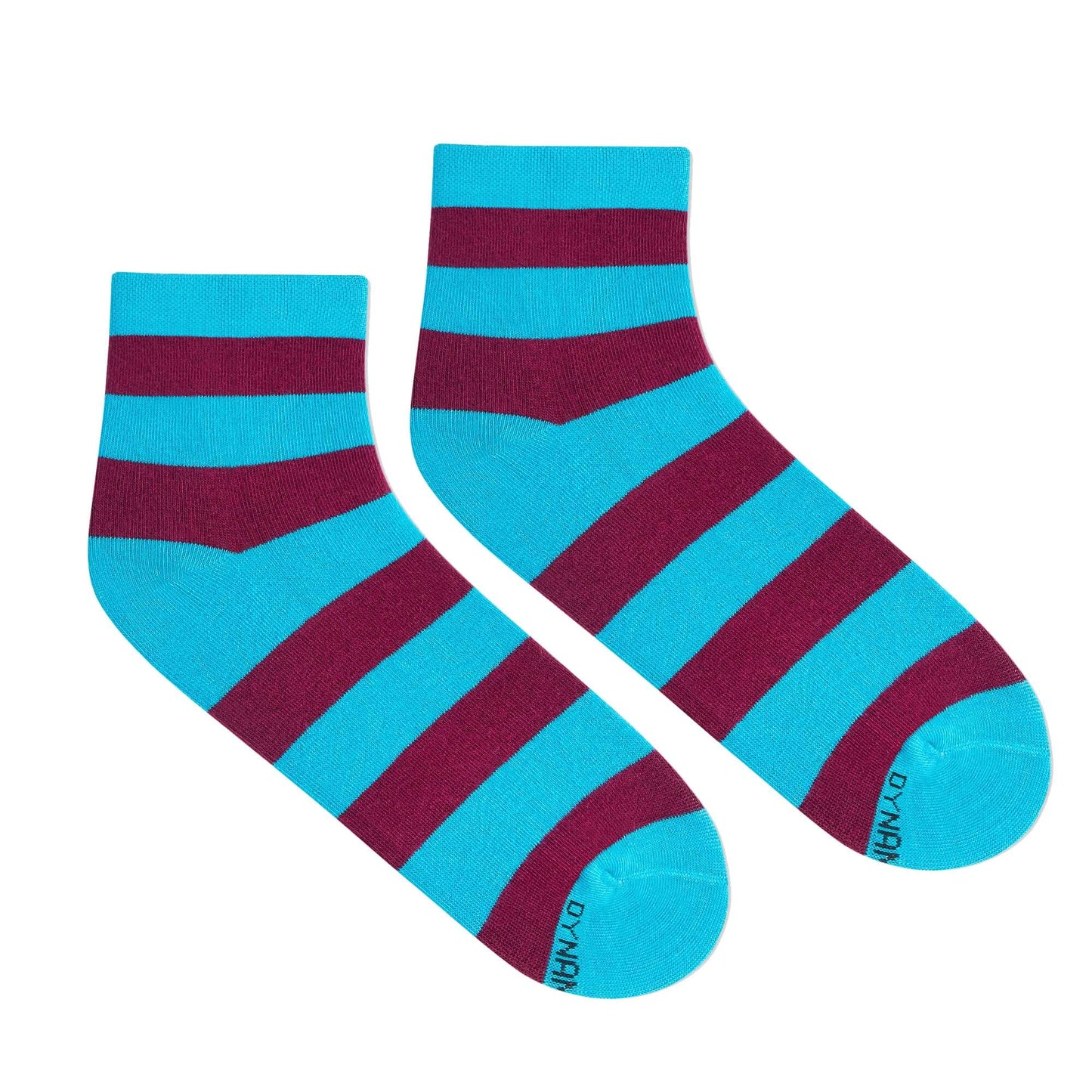 Aqua & Maroon Bold Stripes Cotton Ankle Socks | Soft, Stylish & Durable