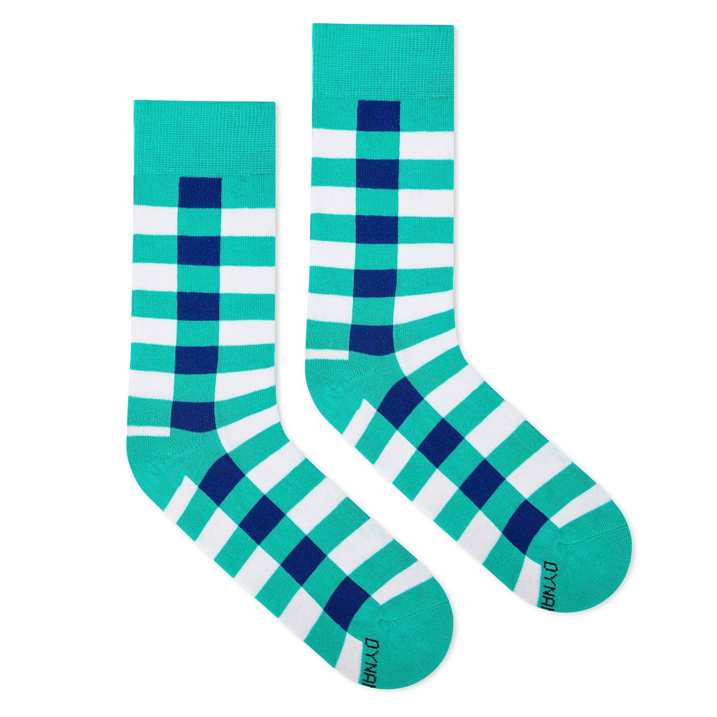 Dynamocks Sublime 1.0 turquoise & blue geometric cotton crew socks