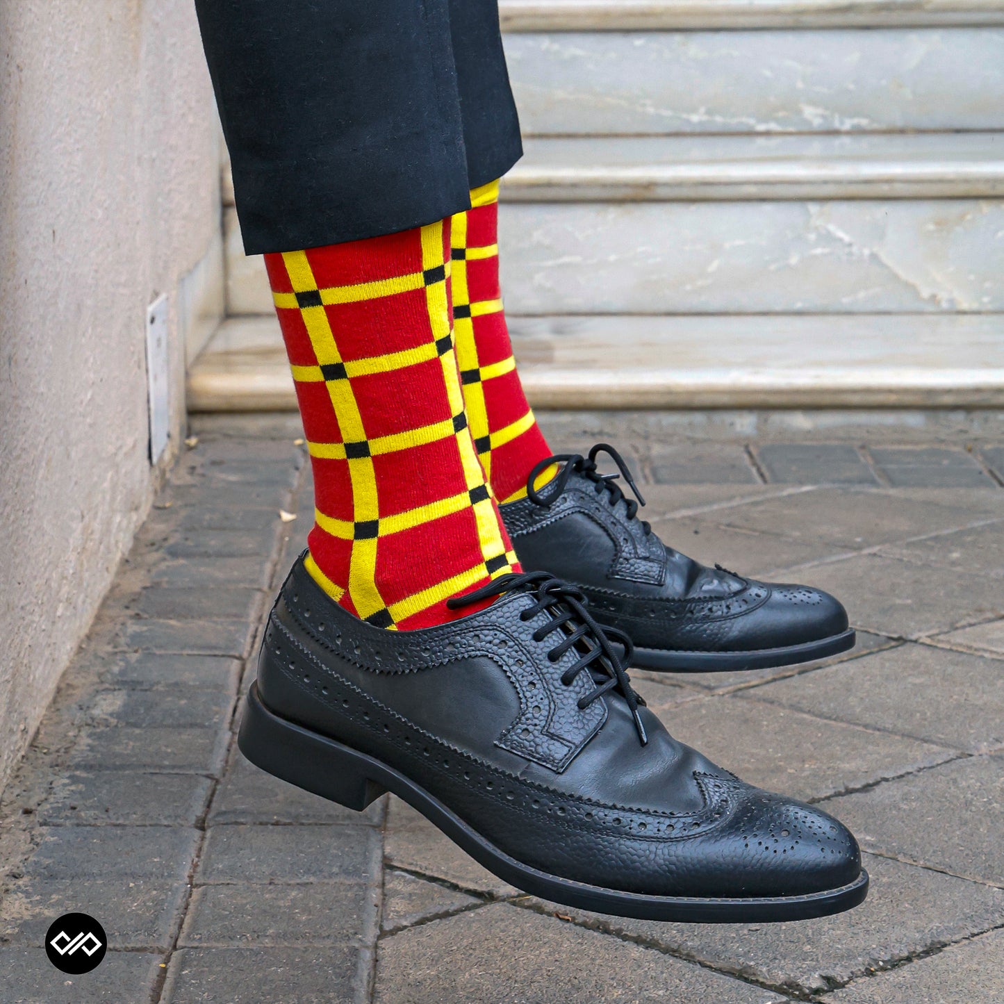 Dynamocks Dashing red & yellow cotton crew socks