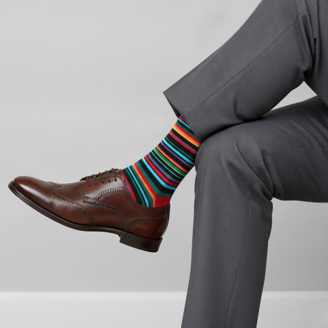 Dynamocks Stripes 23.0 crimson red striped cotton dress socks
