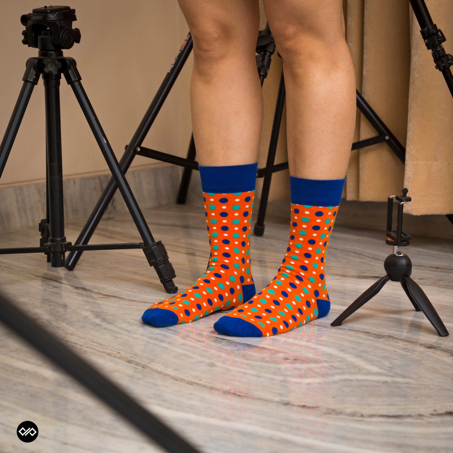 Premium Dress Socks - Colorful Designer Cotton Crew Socks bundle-Stripes and Dotted Pattern Pack of 4