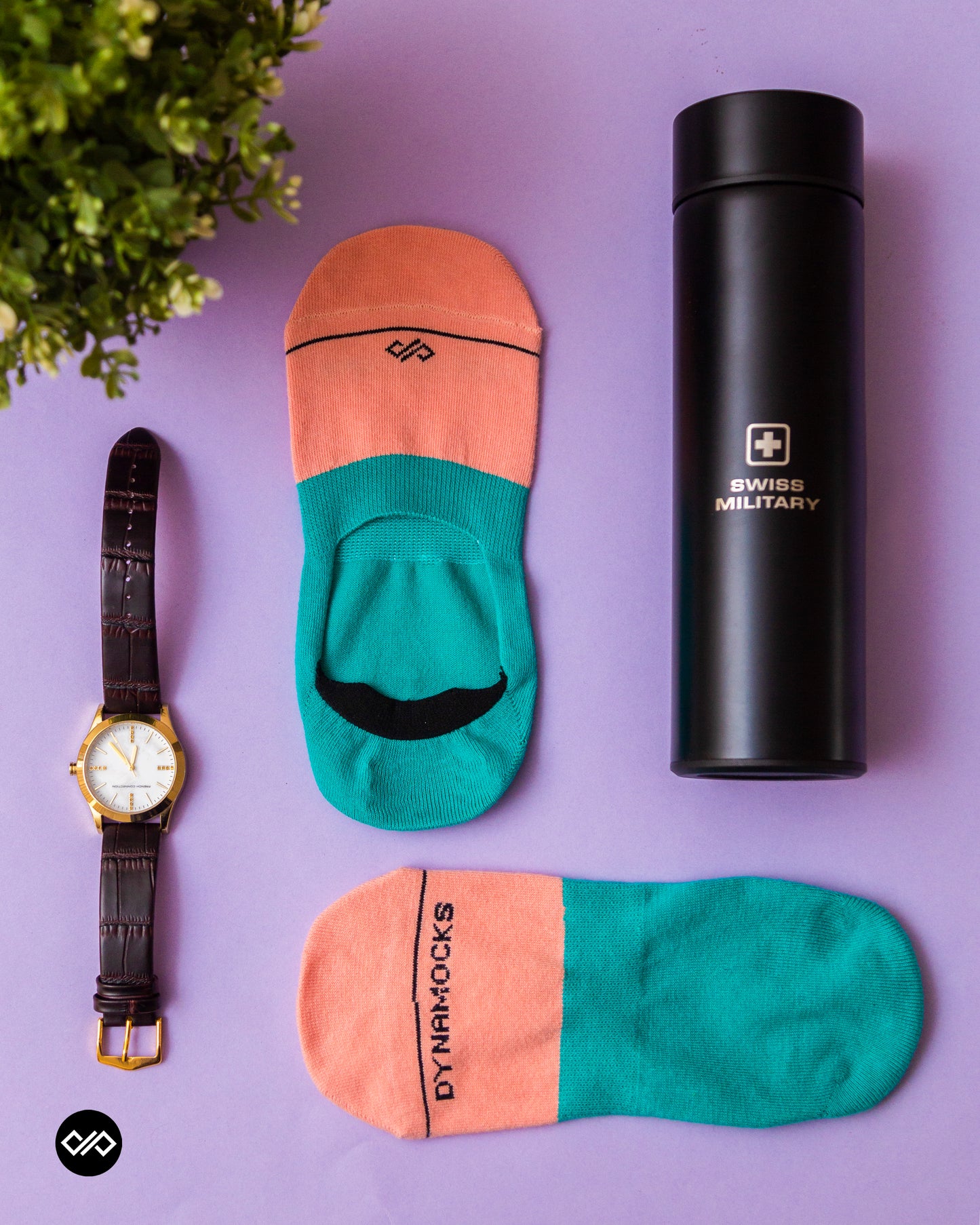 DS Unisex Invisibles – Colorful Cotton Socks in Peach & Turquoise
