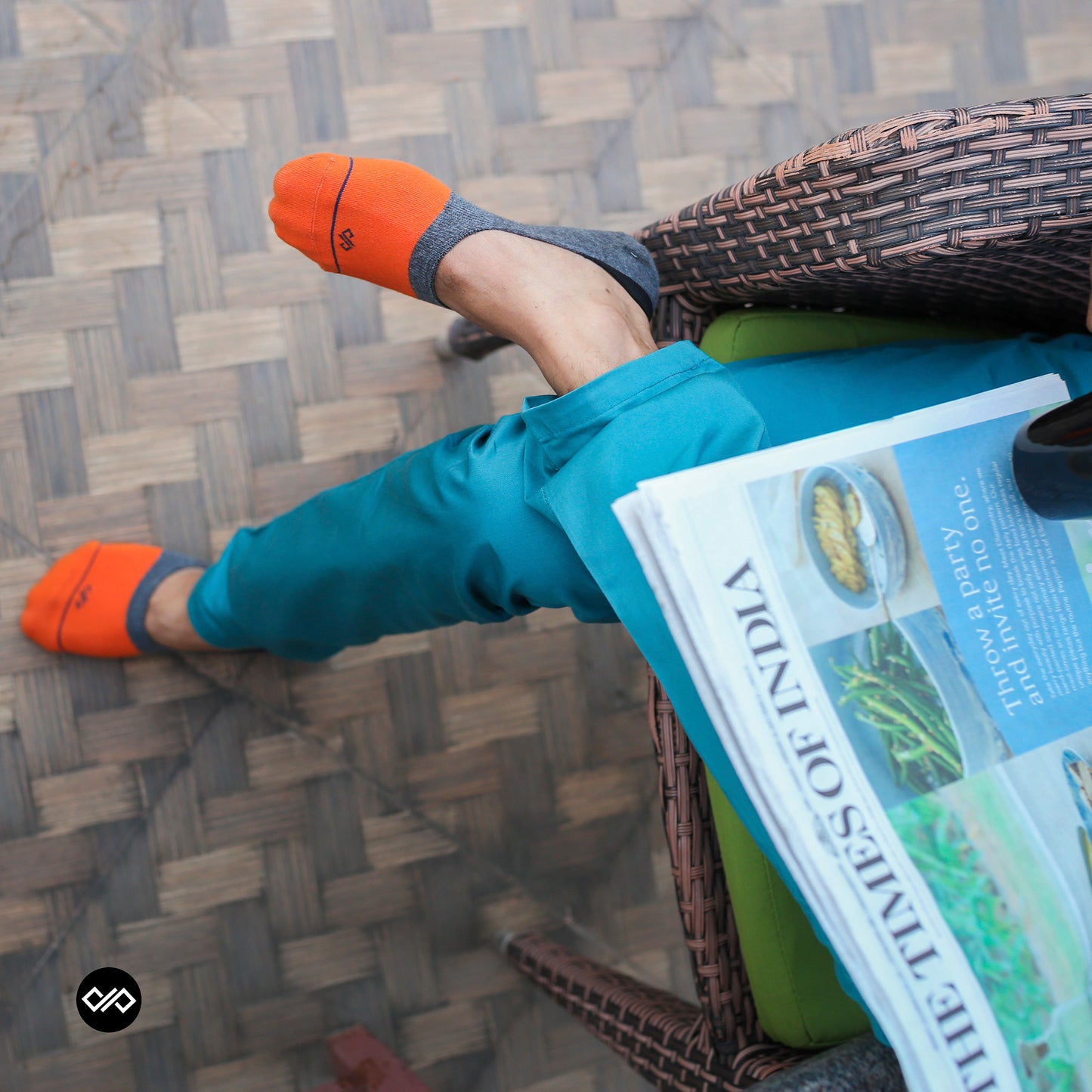 Colorful Cotton Socks in Orange & Dark Grey