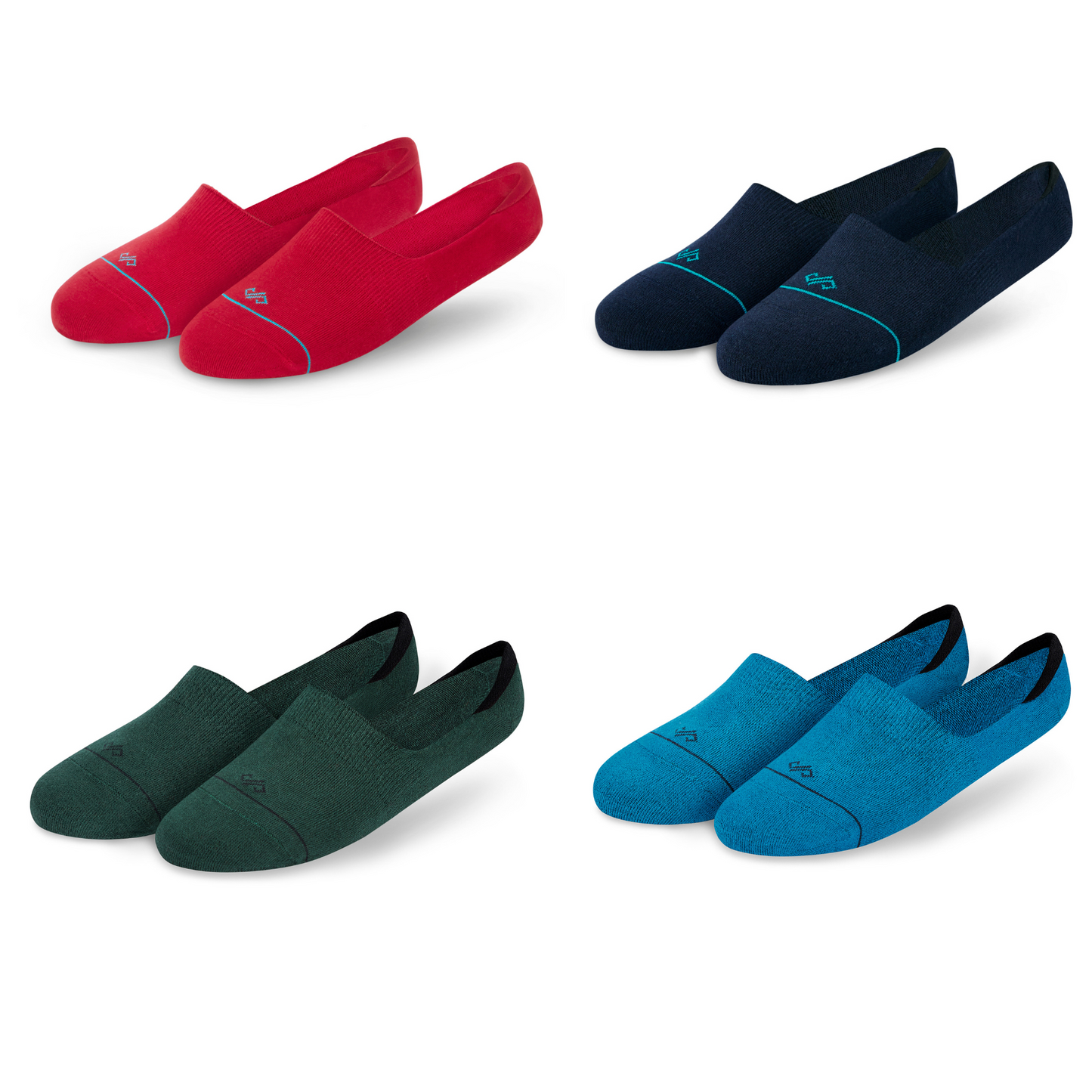 Solid Invisibles Pack of 4 Red+Navy +Olive+Teal Blue