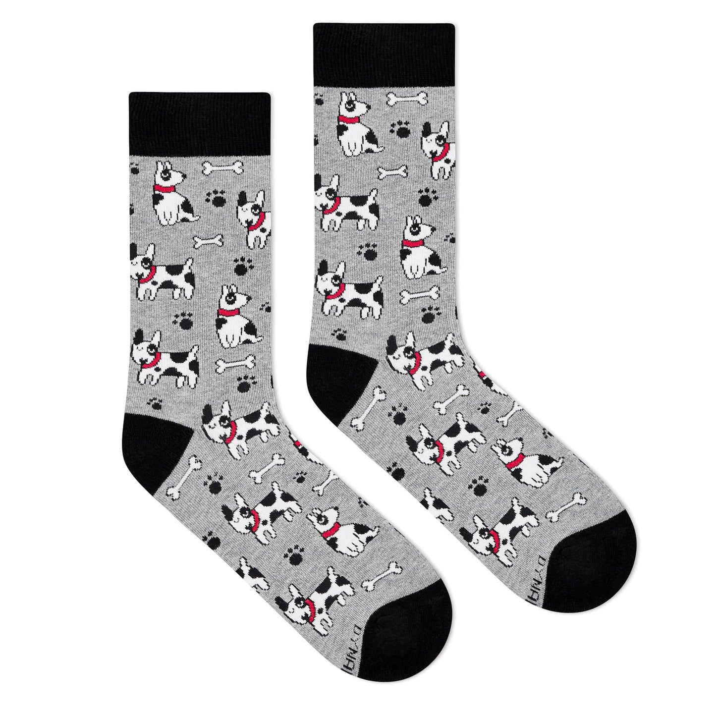 Dynamocks Happy grey & white cotton crew socks