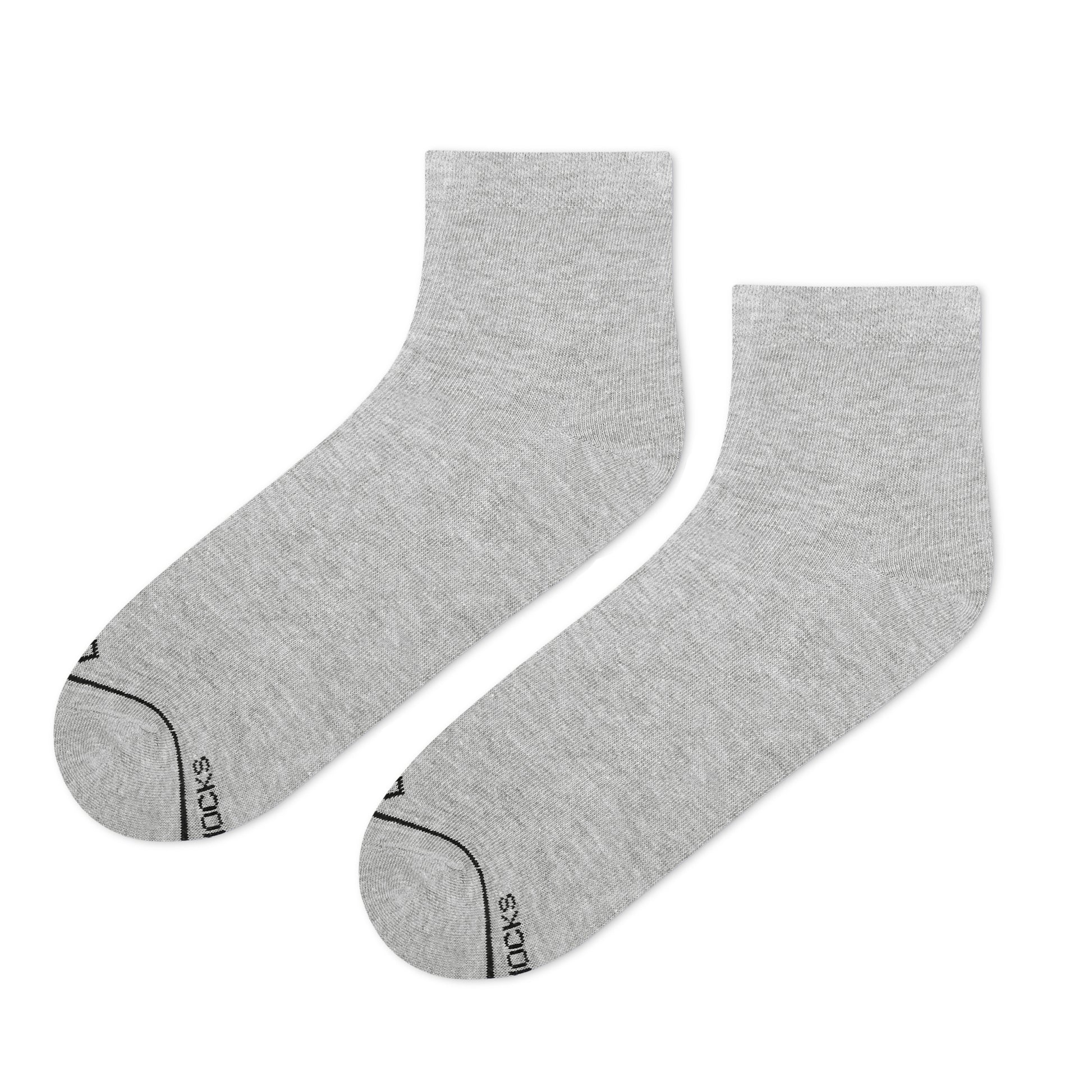 Solid Grey Melange Cotton Ankle Socks | Classic Comfort & Style