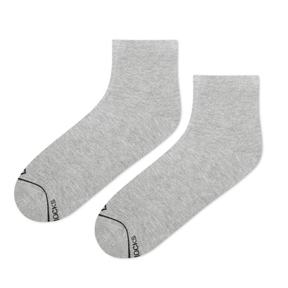 Solid Grey Melange Cotton Ankle Socks | Classic Comfort & Style