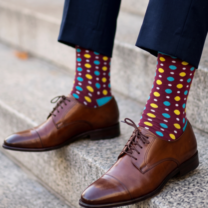 Dynamocks Maroon Polka Dot Cotton Crew Socks – Fizzy Maroon