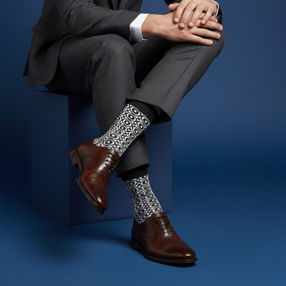 Black & White Cotton Crew Socks: HEX Crew Length Socks