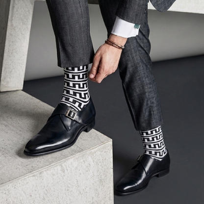 Black, White & Blue Mayan Crew Socks