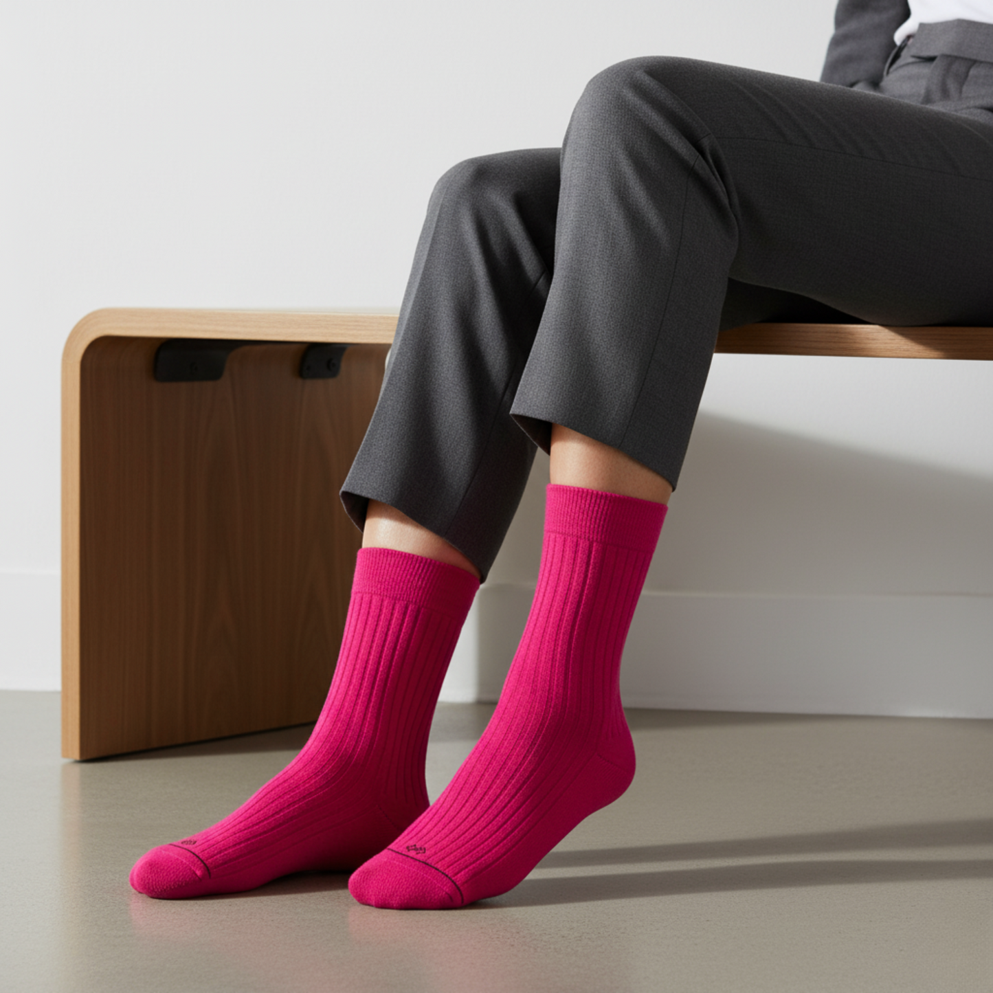 Cotton Crew Length Socks: SOLID Pink Premium Cotton Socks For Men & Women