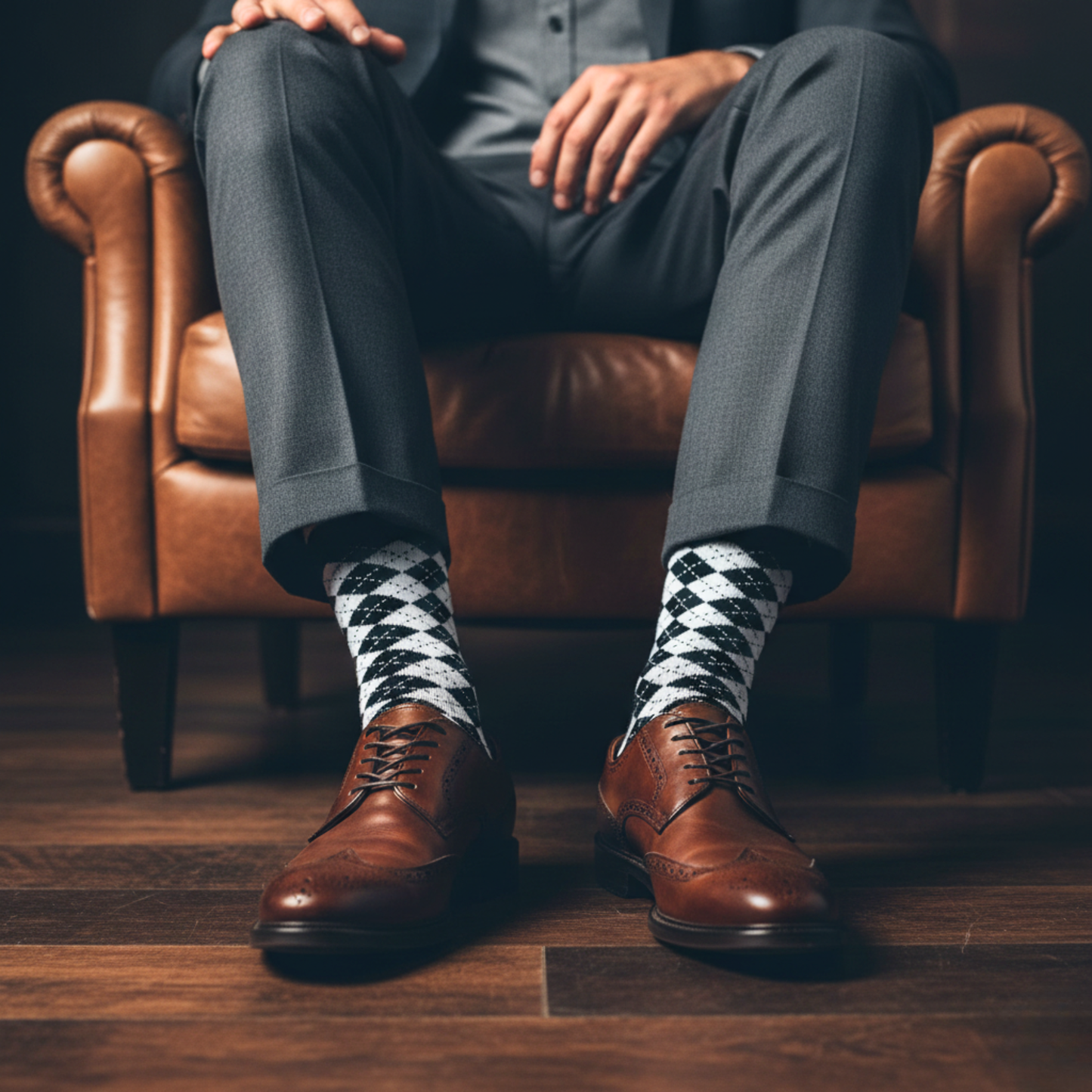 DANDY - BLACK & WHITE CREW LENGTH SOCKS - Cotton Crew Socks