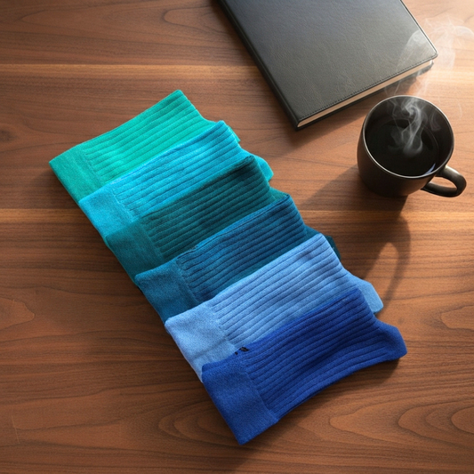 Ocean Blues Set – 6 Pair Blue Gradient Dress Socks for Men & Women | Dynamocks