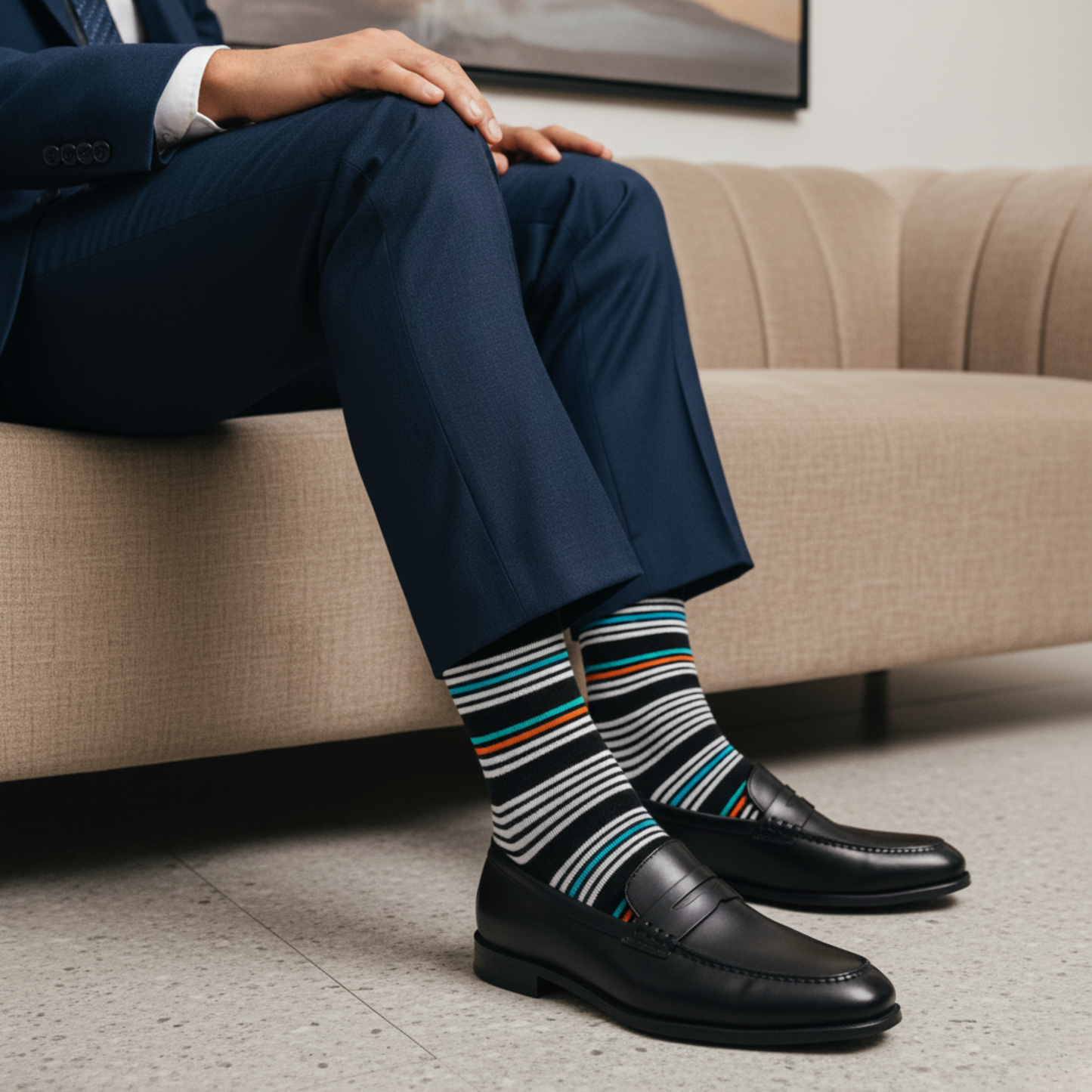 STRIPES 6.0 CREW LENGTH SOCKS - Cotton Crew Socks