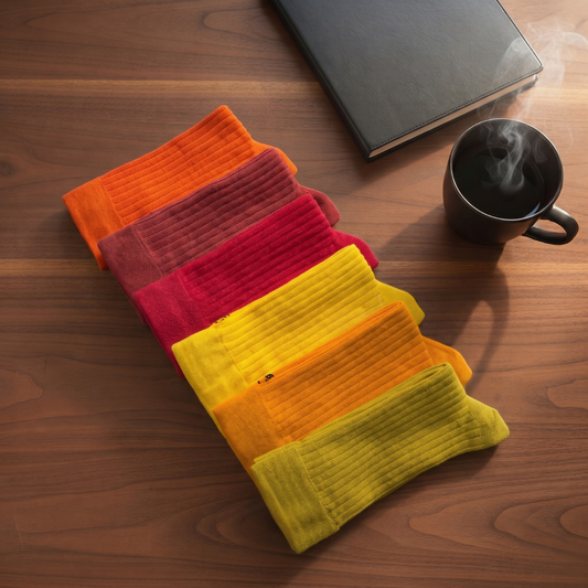 Sunset Solids – 6 Pair Warm Colour Dress Socks for Men & Women | Dynamocks
