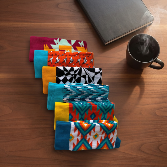 Tribal Geo Pack – 6 Pair Geometric Patterned Dress Socks for Men | Dynamocks