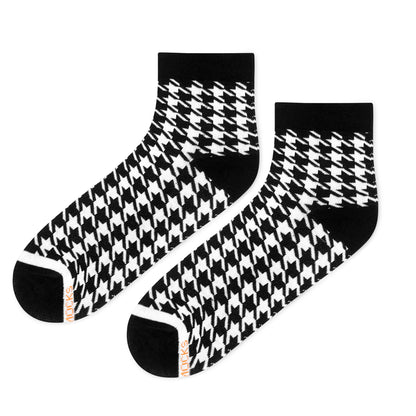 Houndstooth Ankle Socks | Single Pair, Classic Cotton Comfort