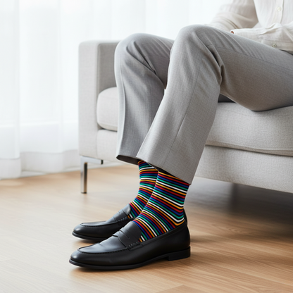 Stripes 9.0 Crew Length Cotton Socks: Bold Stripes for Your Feet
