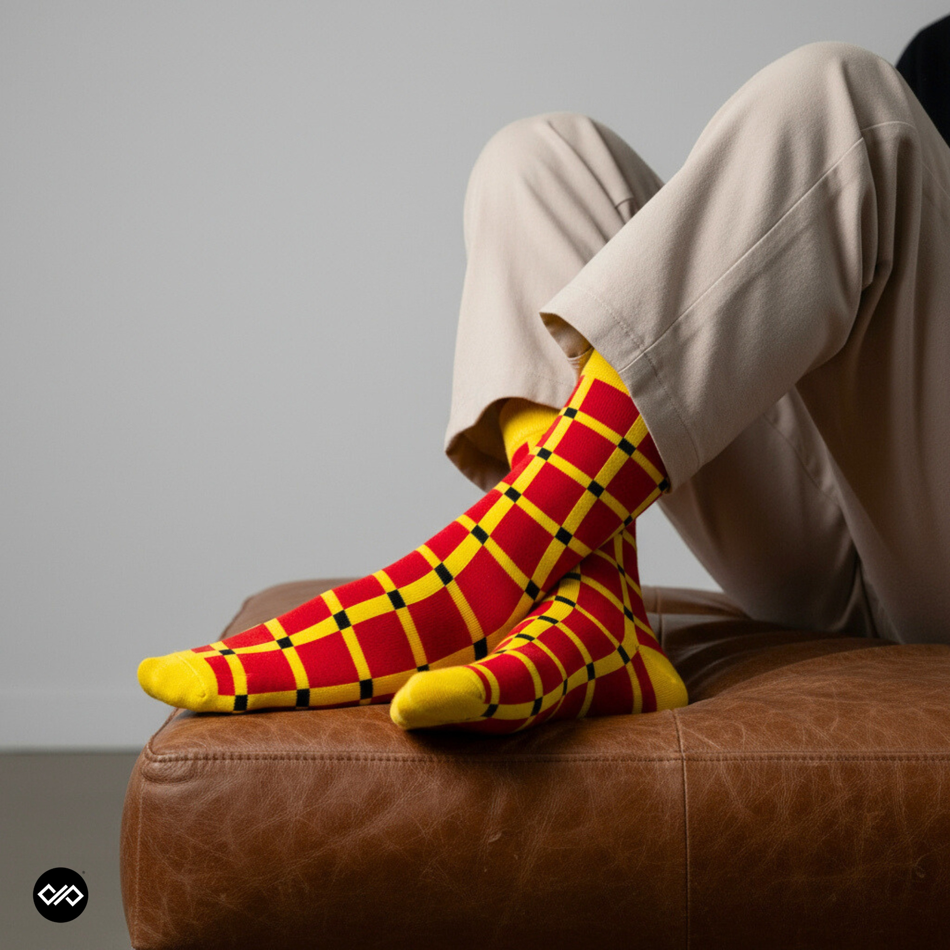 Dynamocks Dashing red & yellow cotton crew socks