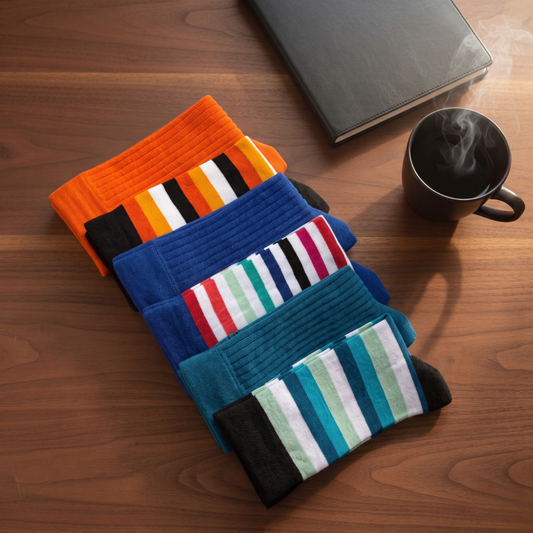 Lineup Collection – 6 Pair Striped & Solid Dress Socks for Men & Women | Dynamocks