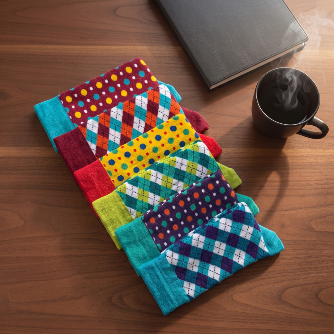 Office to Weekend Mix – 6 Pair Colorful Patterned Socks for Men | Dynamocks