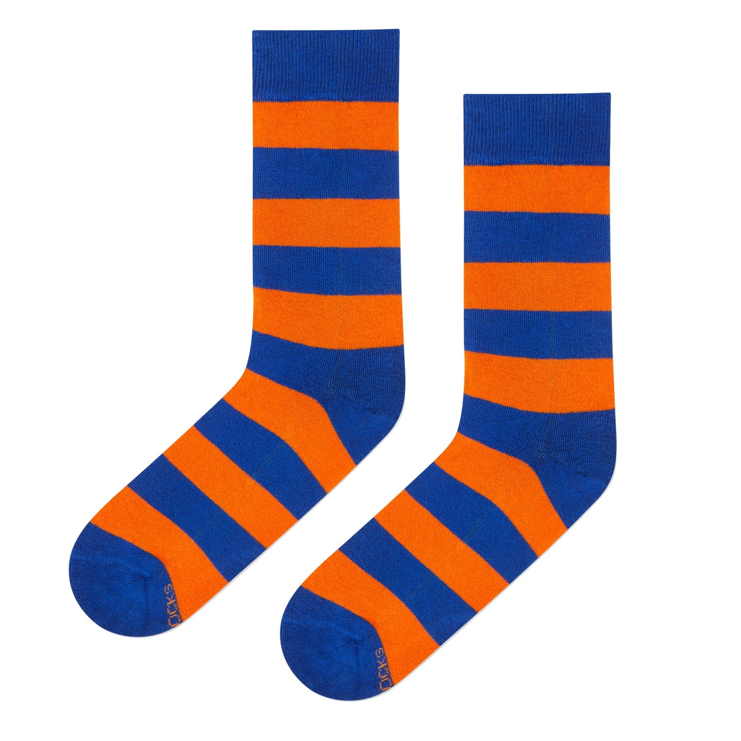Orange & Blue Cotton Crew Socks: Bold Stripes 4.0 Crew Length Socks