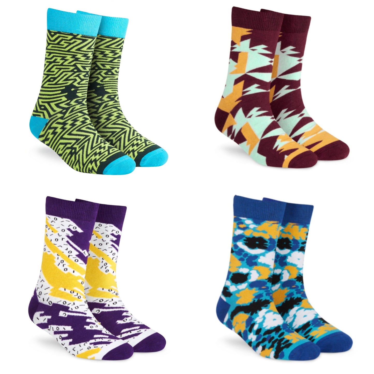 Premium Cotton Crew Socks Bundle Of Unique Colorful Designer Socks