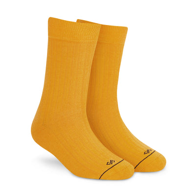 SOLID MANGO Crew Length Cotton Socks: Bold Color & Comfort