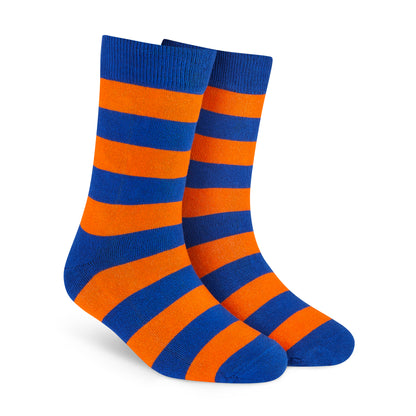 Orange & Blue Cotton Crew Socks: Bold Stripes 4.0 Crew Length Socks