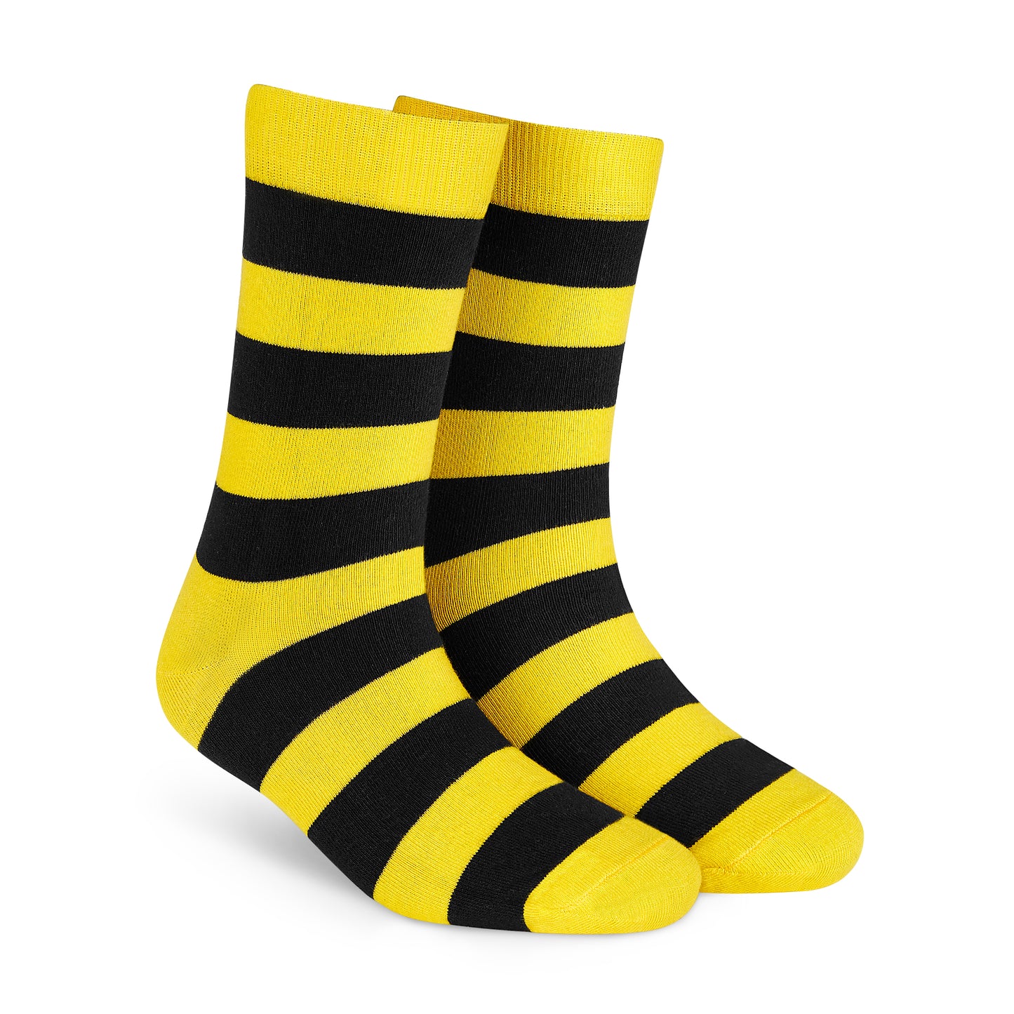 Bold Stripes 2.0 Crew Length Socks - Yellow & Black Cotton Comfort 