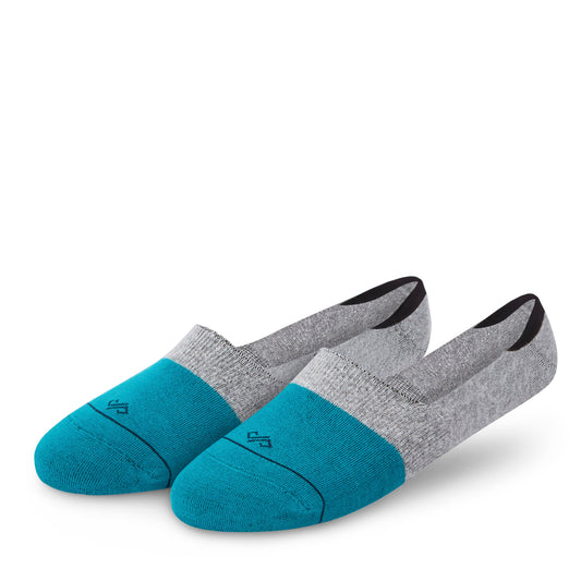 DS Unisex Invisibles - Colorful Cotton Socks | Teal Blue & Light Grey Comfort with a Splash of Color