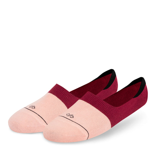 DS Unisex Invisibles – Colorful Cotton Socks in Peach & Maroon