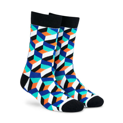 Cube Crew Length Socks - Stylish Cotton Comfort for Every Occasion 
