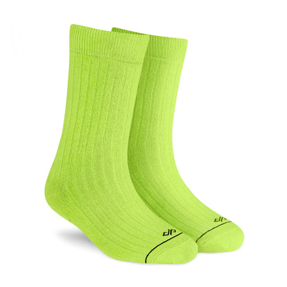 SOLID NEON GREEN CREW LENGTH SOCKS - Cotton Crew Socks