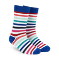 Dynamocks Blue, White & Red Striped Cotton Crew Socks – Stripes 19.0