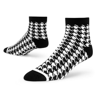 Houndstooth Ankle Socks | Single Pair, Classic Cotton Comfort