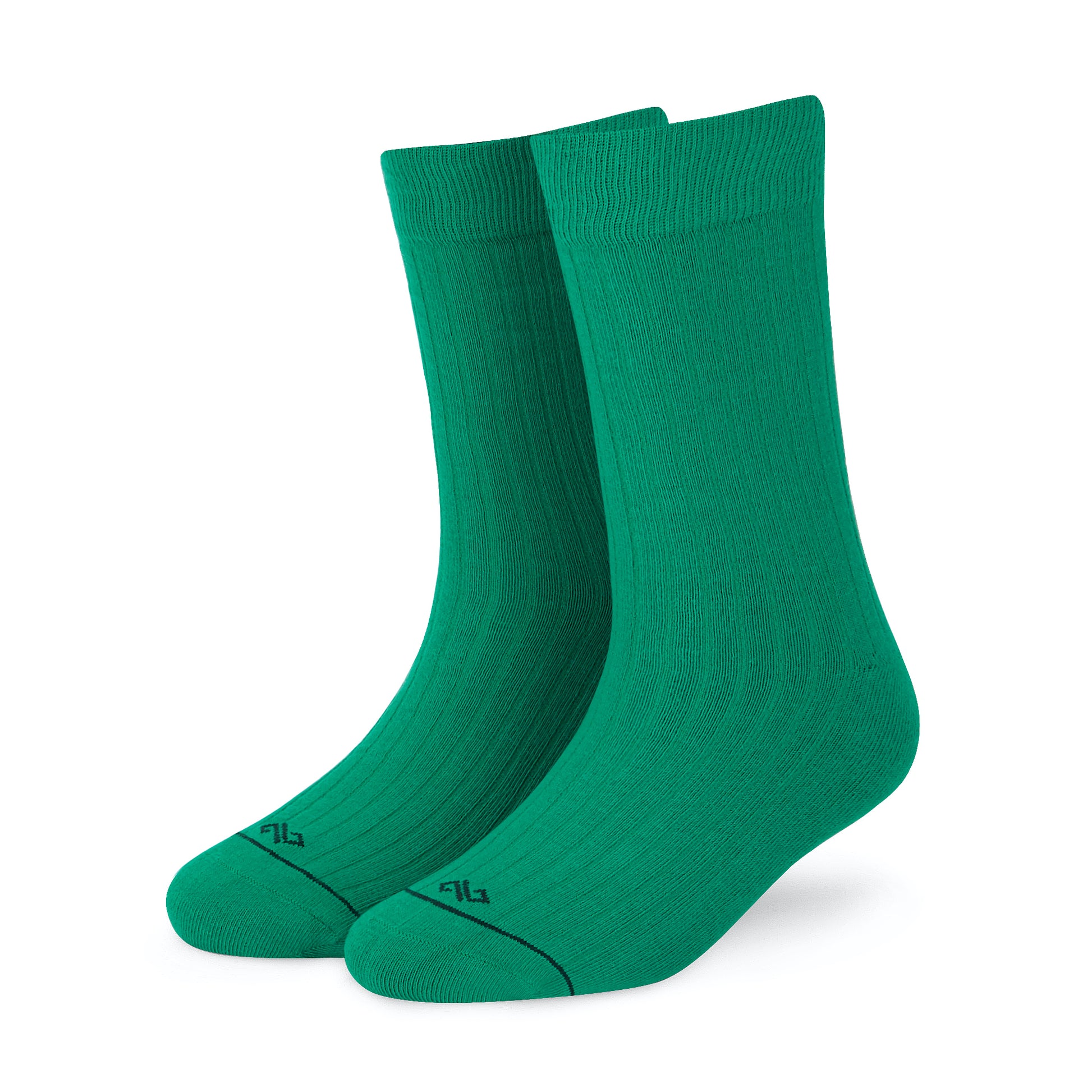 Cotton Crew Socks: SOLID GREEN Crew Length Socks
