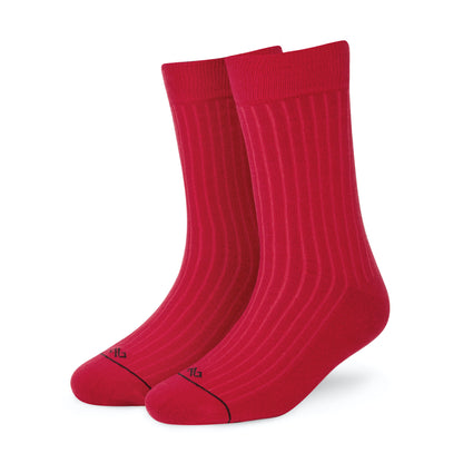 SOLID RED Crew Length Socks - Dynamocks Premium Cotton Socks for Men & Women