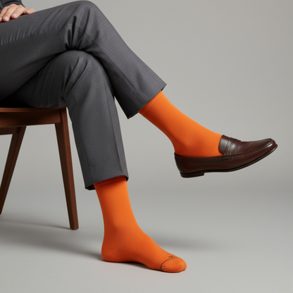 Orange Unisex Bamboo Crew Length Socks