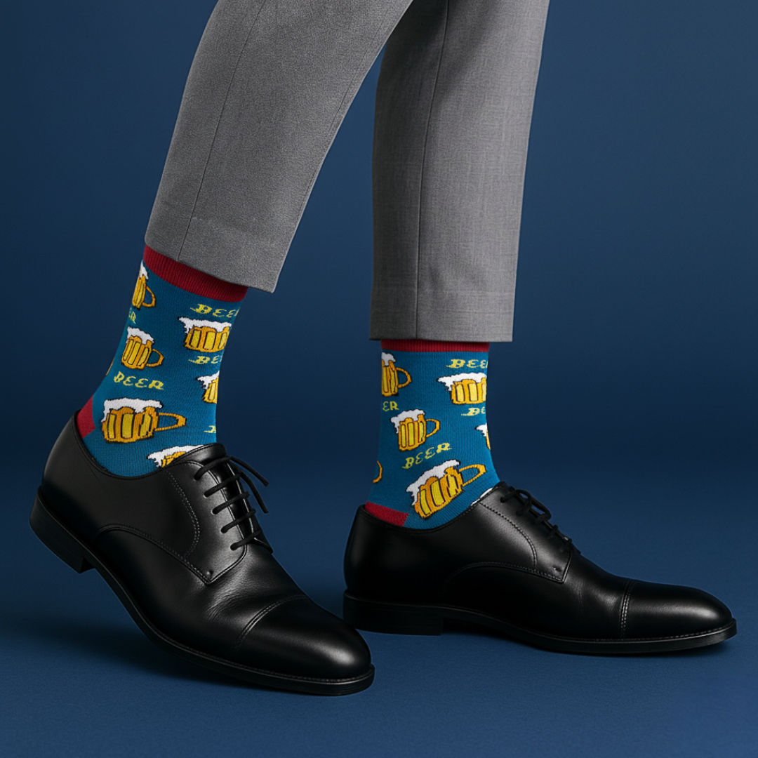 Cotton Crew Socks: Beer Crew Length Socks