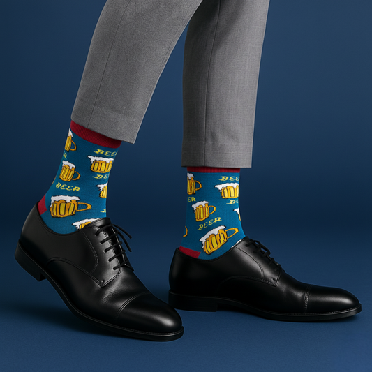 Cotton Crew Socks: Beer Crew Length Socks