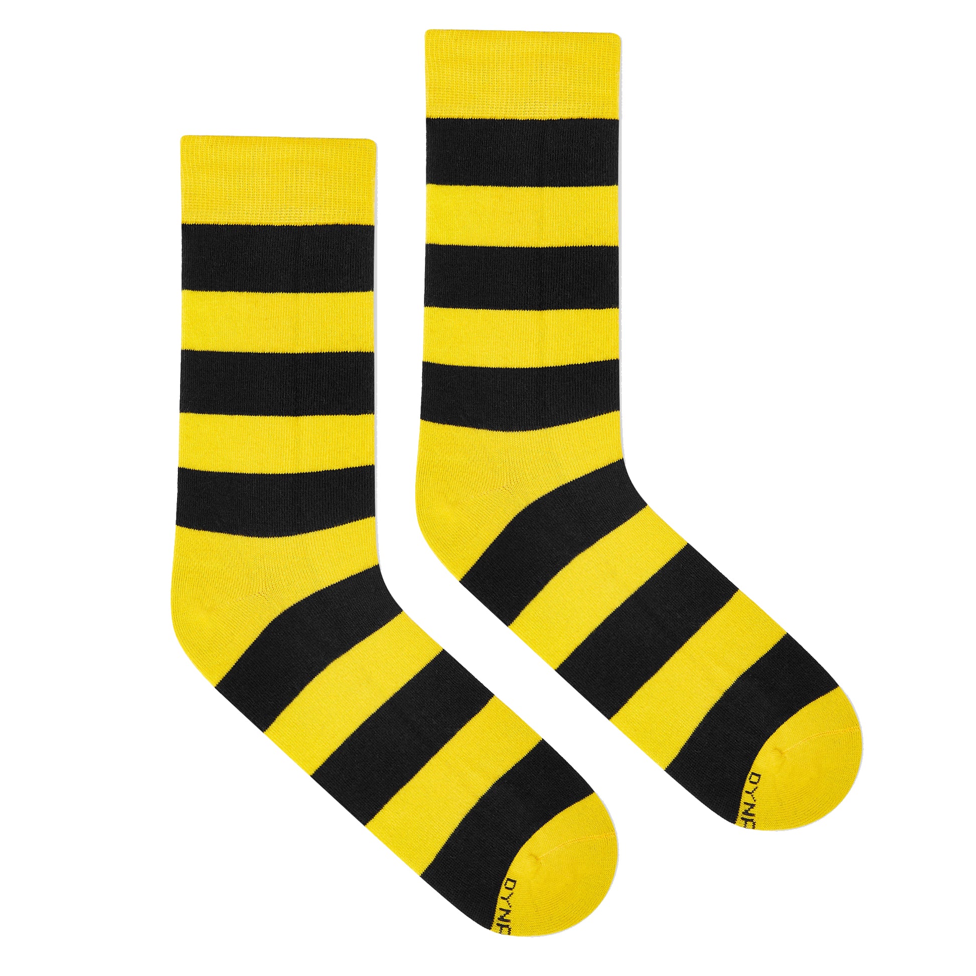 Bold Stripes 2.0 Crew Length Socks - Yellow & Black Cotton Comfort 
