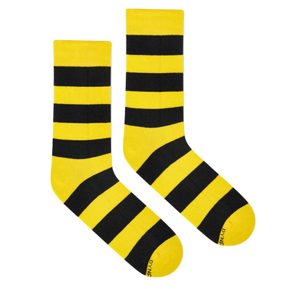 Bold Stripes 2.0 Crew Length Socks - Yellow & Black Cotton Comfort 