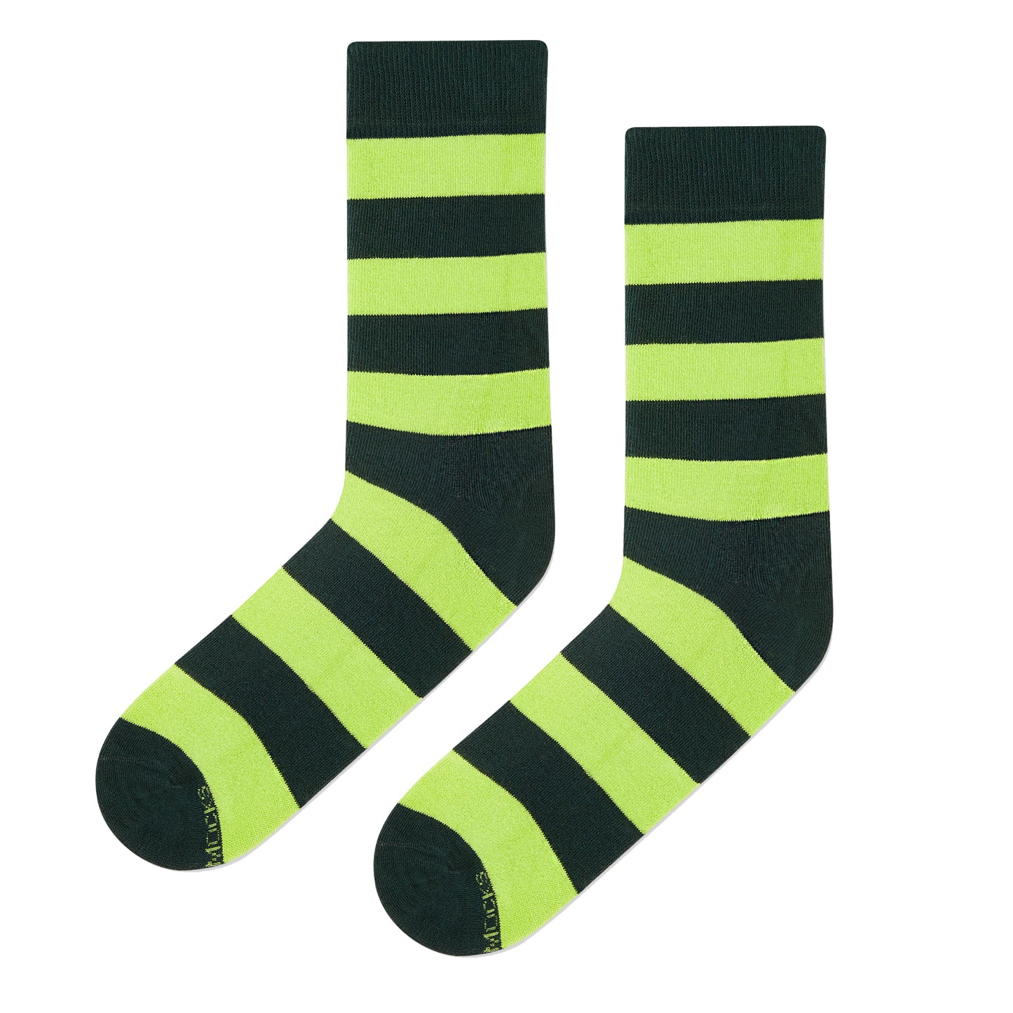 Olive Green Cotton Crew Socks: Bold Stripes 1.0 Crew Length Socks