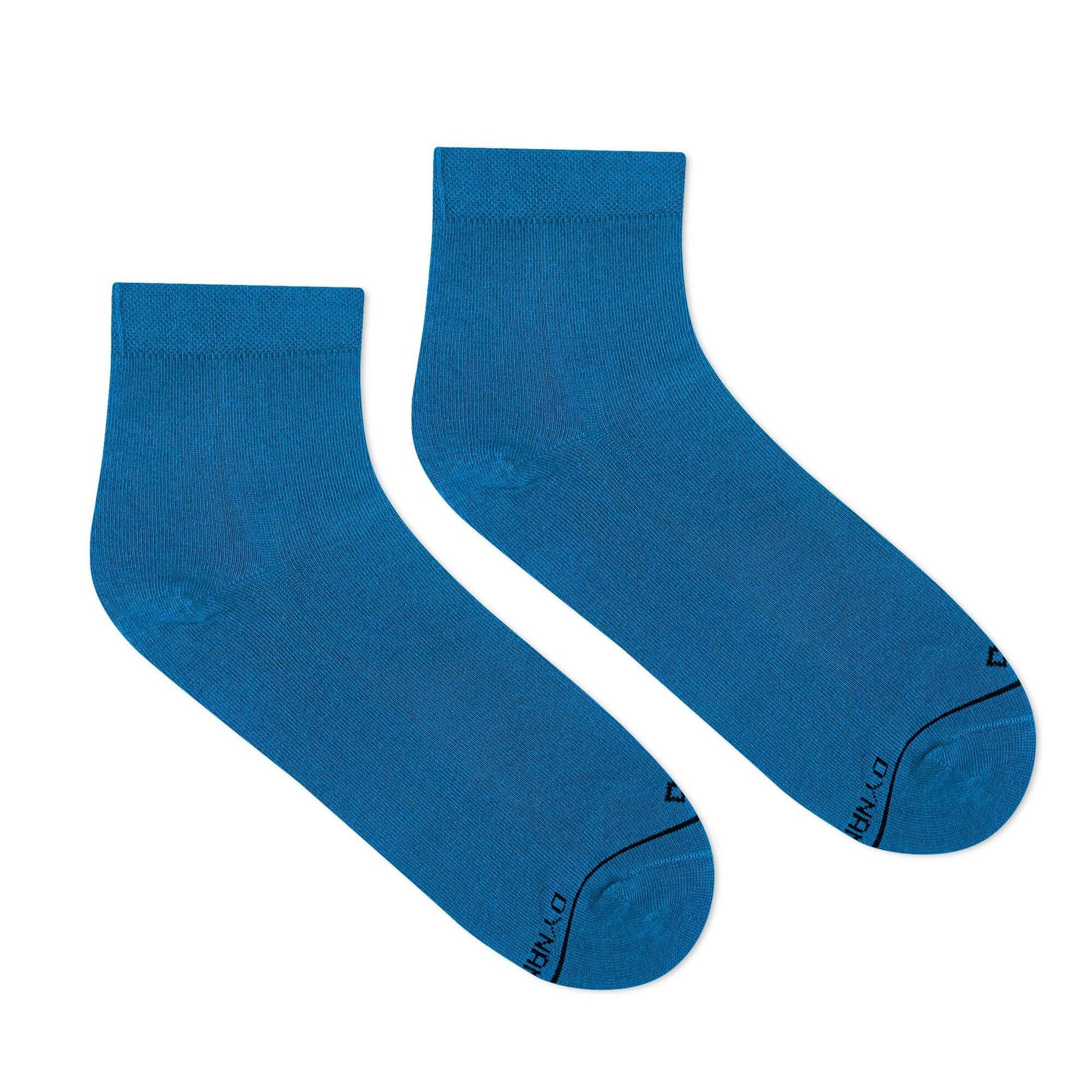 Solid Teal Blue Cotton Ankle Socks 