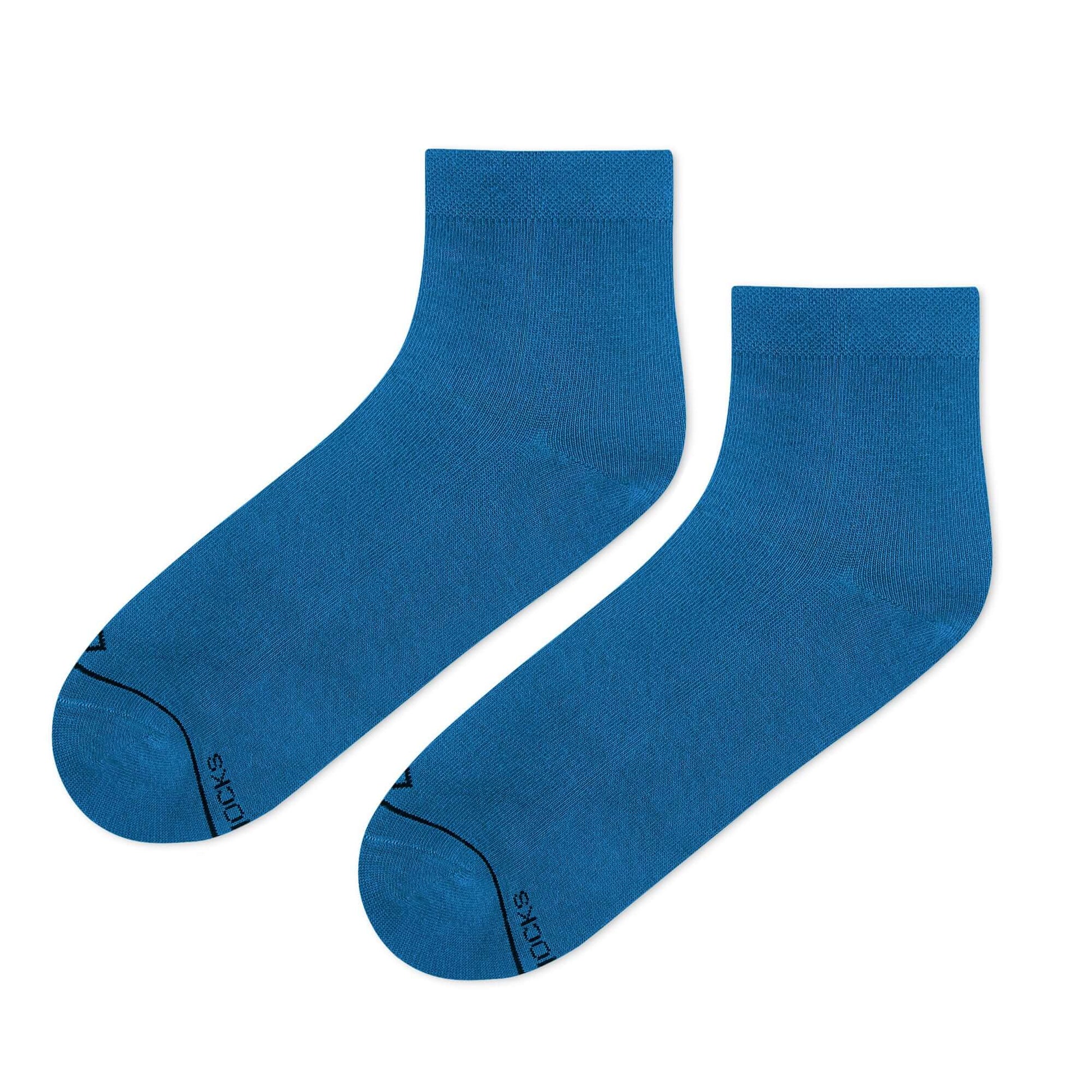 Solid Teal Blue Cotton Ankle Socks 