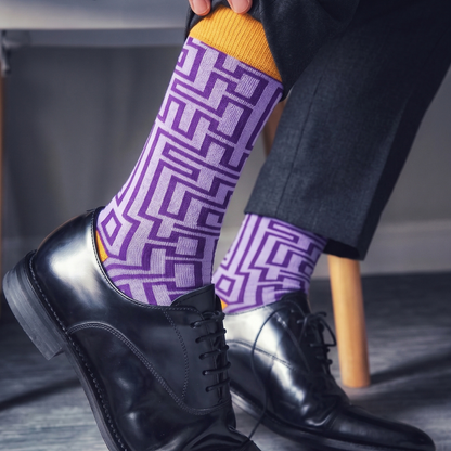 Purple & Yellow Bold Crew Socks for Men & Women
