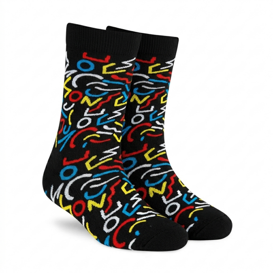 DOODLE Black Premium Cotton Crew Length Socks for Men & Women